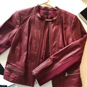 WHBM red leather like jacket large